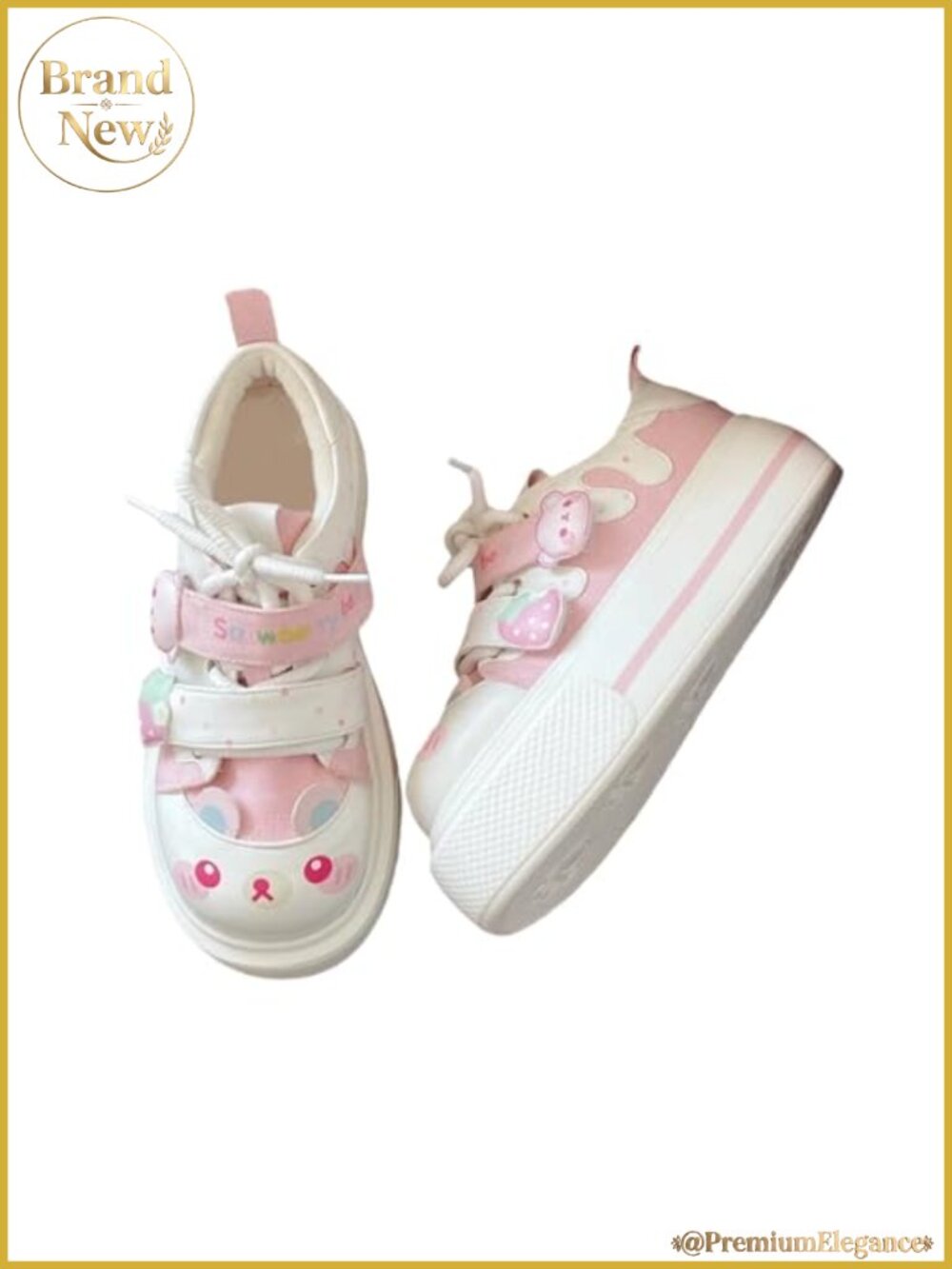 Kawaii Platform Canvas Shoes Cute Strawberry Bear Cartoon Sneakers